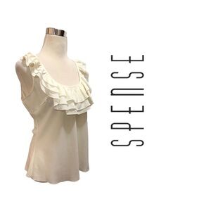 Ecru Ivory White Sleeveless Scoop Neck Top